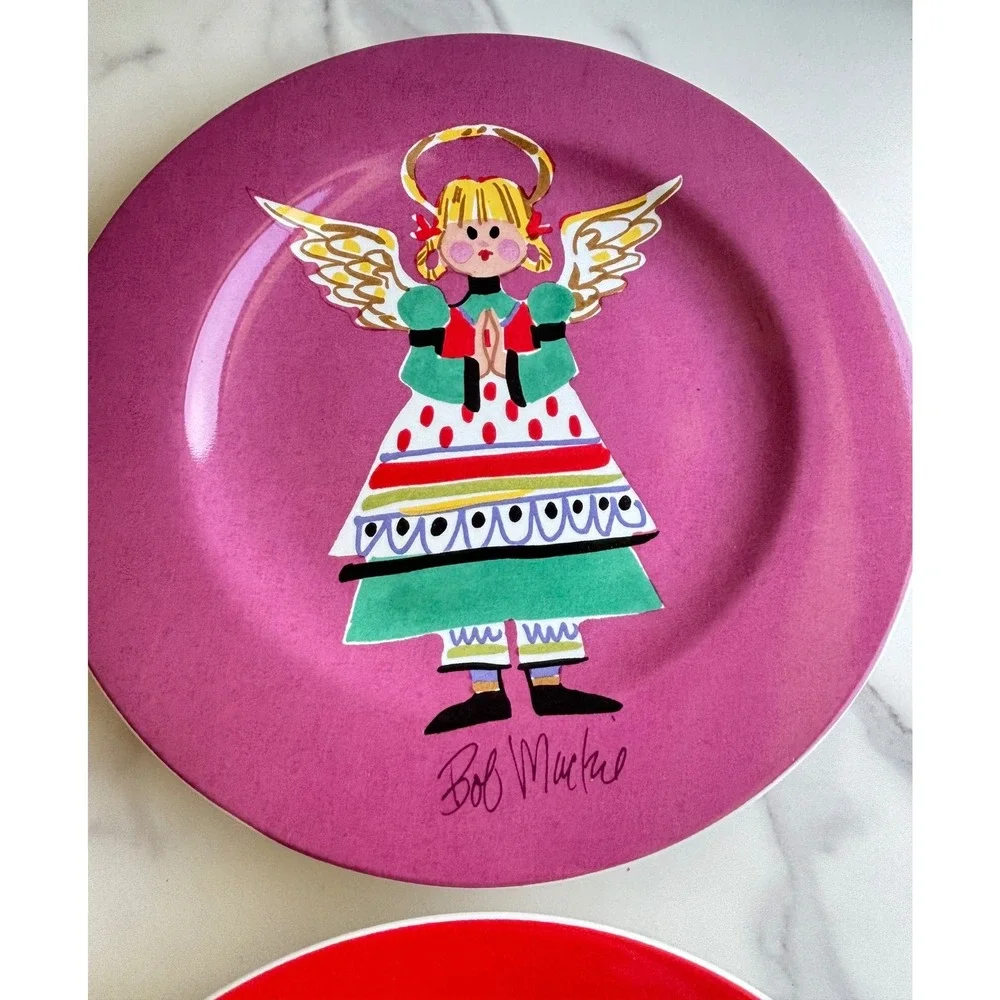 Bob Mackie Home‎ Sakura Happy Angel Stoneware Salad Plates 4 Pc Multicolor 8in